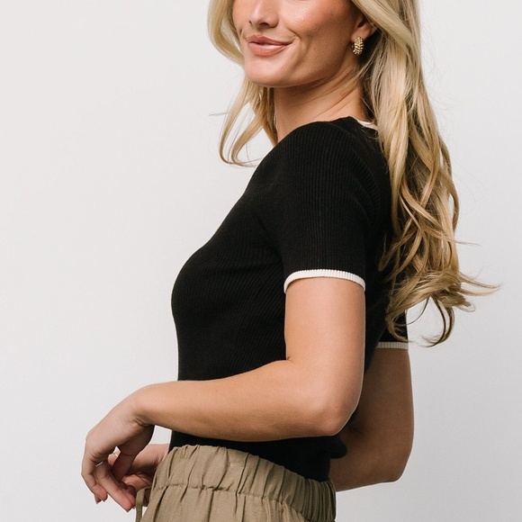 Baltic Born Dena Ribbed Top | Black + White Size 1XL1XL - Picture 2 of 4